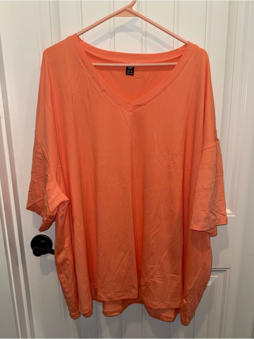SHEIN Oversized V-Neck Tunic Top - Orange